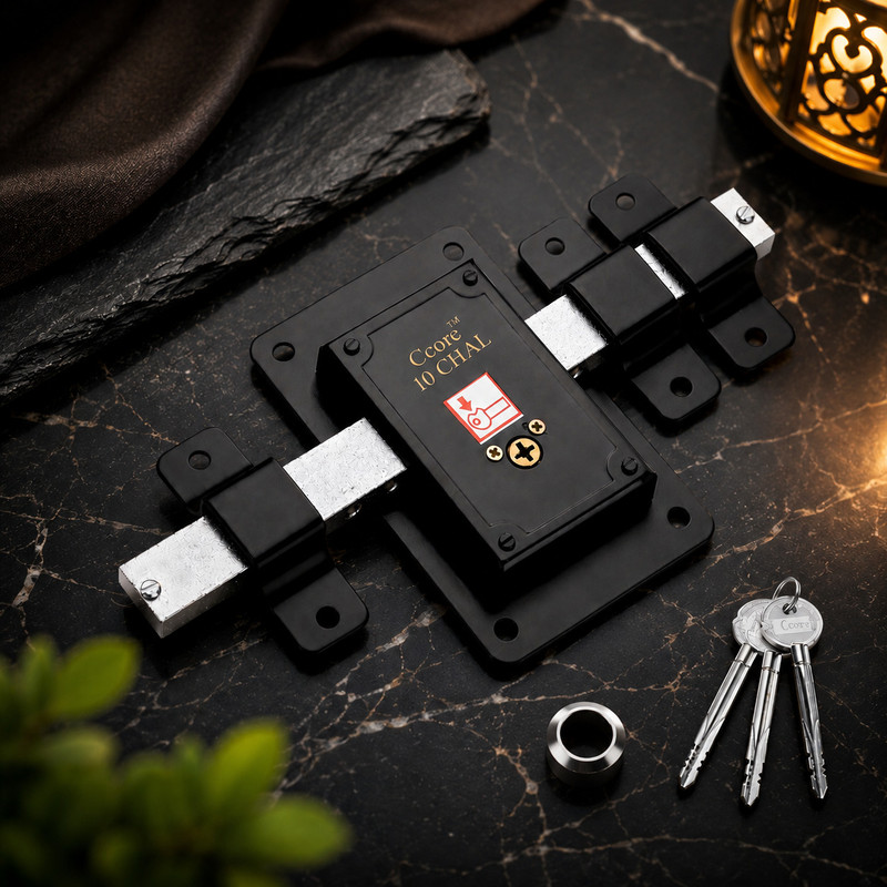 Ccore Heavy Duty 10-Turn Star Key Lock|3 Keys Included |Iron Body |High-Security Lock(Black)