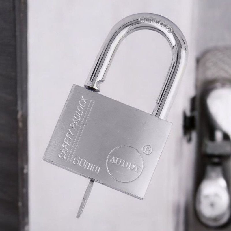 AUDDY 60 mm high security computer key lock with 3 keys for home/office/shops Padlock(Silver)