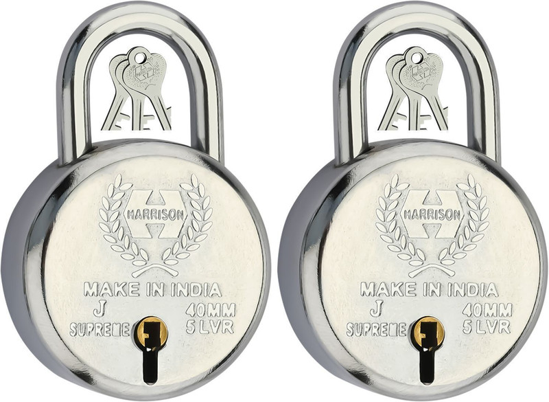 HARRISON 0671 J Supreme Round 40mm BCP Padlock with Lock and Key Padlock(Silver)