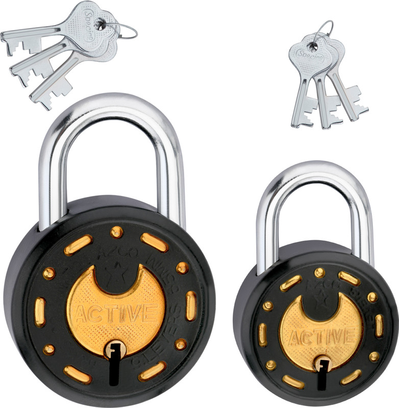 SATYAM Active 65MM and 52MM Double Lock Padlock(Black)
