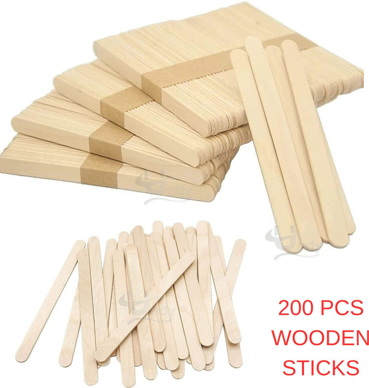 UNDY Premium Wood Craft Sticks for IceCream DIY Project & Waxing Smooth&SplinterFree Lollipop Stick(Multicolor)