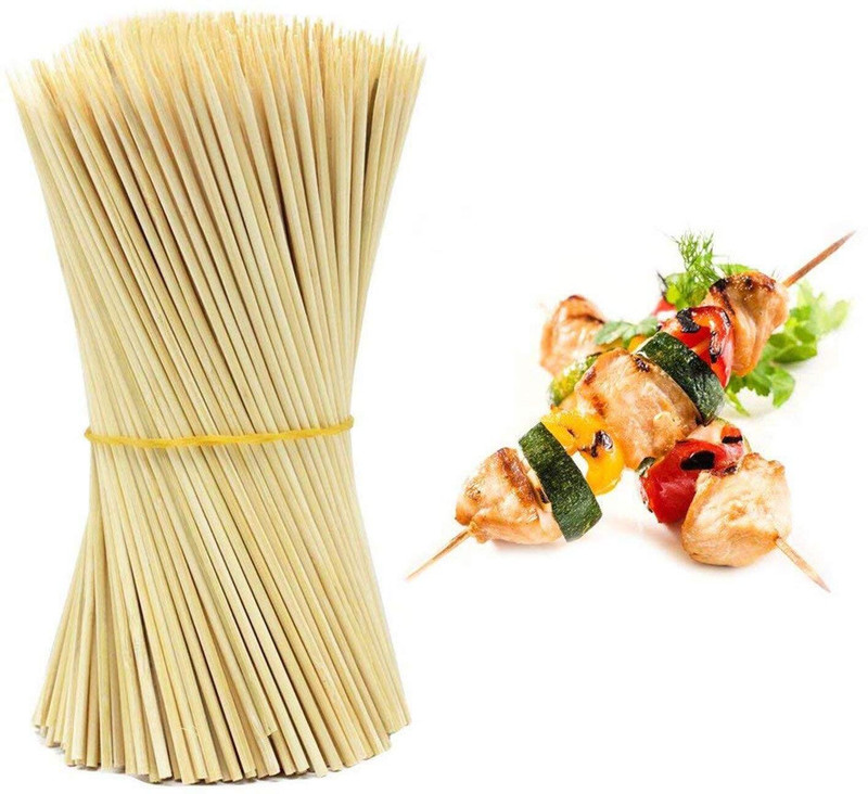 Inditradition Natural Bamboo Skewer Sticks BBQ Tandoor Chicken Tikka Pack of 50(16" Long) Lollipop Stick(Beige)