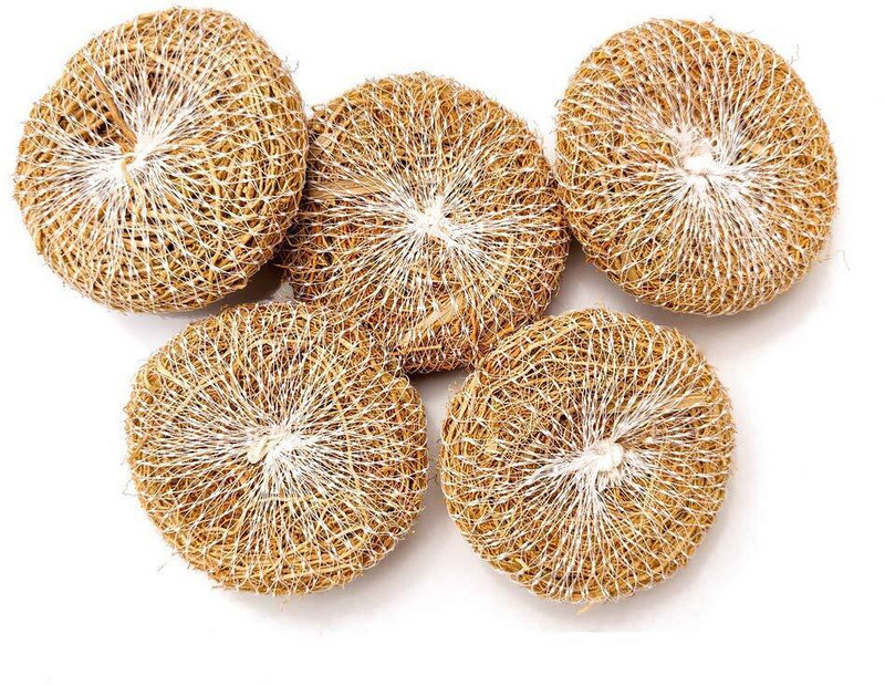 Spicado Traders Handmade Coconut Fibre Scrubber With Natural Vetiver (Khus) Mix - Pack of 5