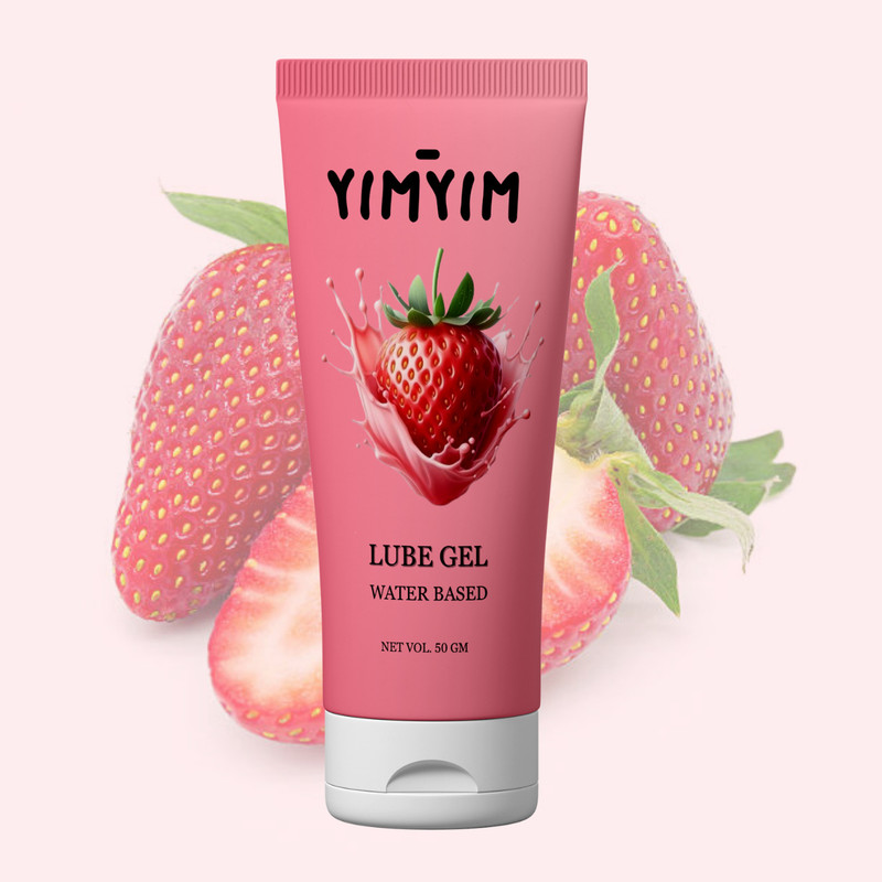 Yim Yim Natural Strawberry Lube Gel - Water-Based, Gentle, Long-Lasting Pleasure Lubricant(50 g)