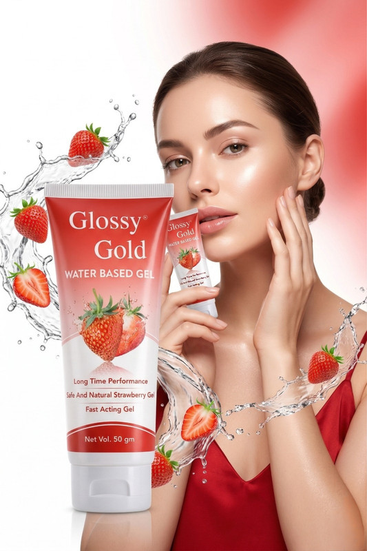 GlossyGold Strawberry Water Based gm | Non-Sticky, Fast Absorbing, Skin-Friendly Lubricant(50 ml)