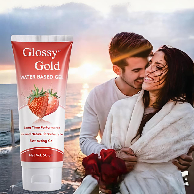 GlossyGold Water Based Strawberry Gel | Non-Sticky Formula|Smooth & Comfortable|50 gm Lubricant(50 g)