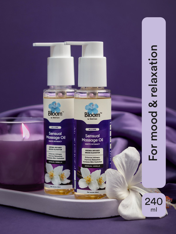 Bloom Body Massage Oil | Pack of 2 | For stress relief & relaxation | Jojoba Oil Lubricant(240 ml)