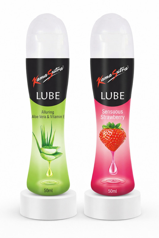 Kamasutra PERSONAL LUBRICANT GEL l ALURING ALOEVERA & SENSUOUS STRAWBERRY LUBE l Lubricant(50 ml)