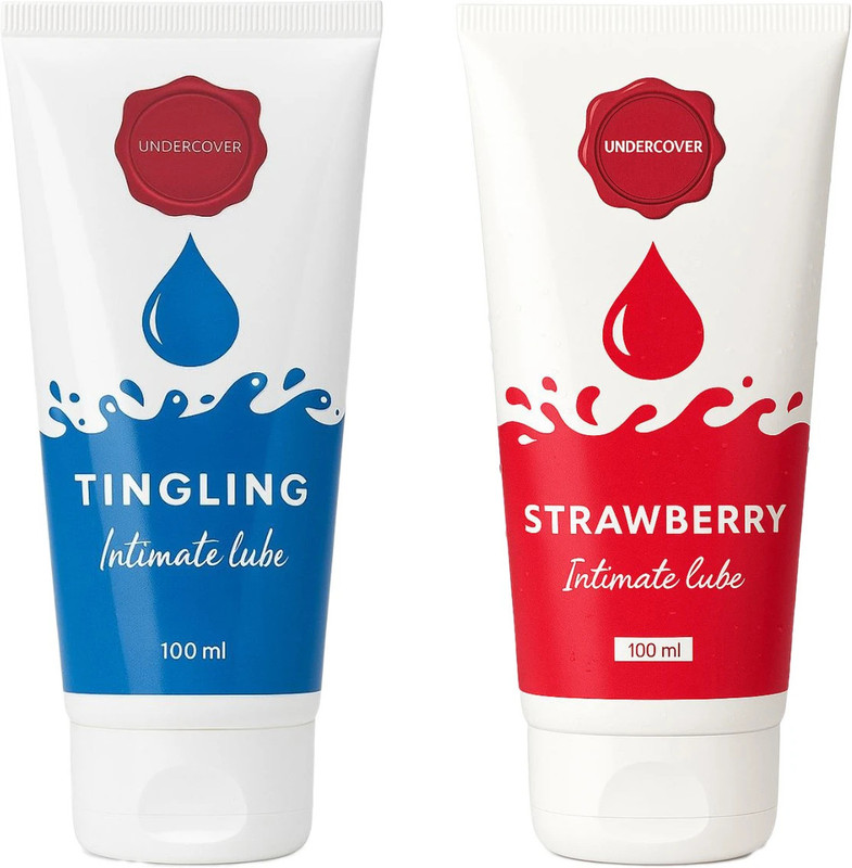 Undercover Pack of 2 Unisex Tingling and Strawberry Water Based Lubricant Gel 100 ml Each Lubricant(200 ml)
