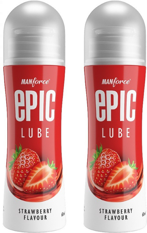 MANFORCE Epic Strawberry Flavored Lube, 60 ml x Pack of 2 Lubricant(120 ml)