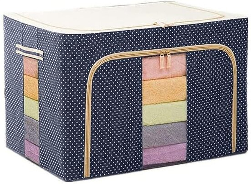 enrics 66 L Storage Organizer Folding Almira Steel Frame Cloth Boxs Luggage Cover(free size, Multicolor)