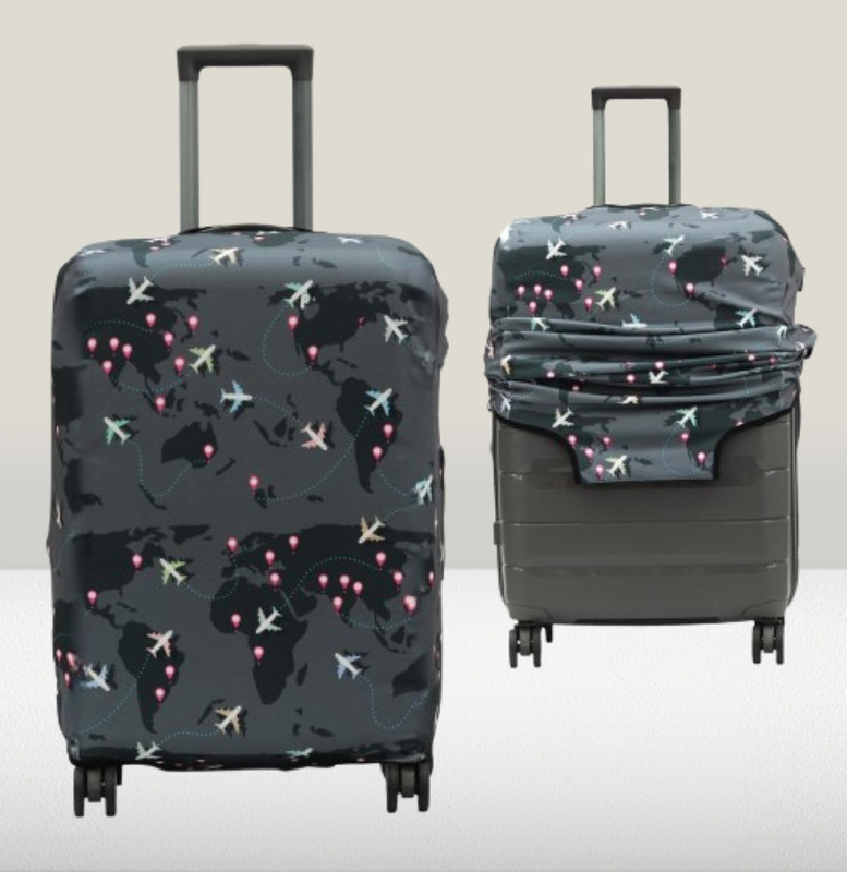 lisahub Lightweight Washable Only Cover in Product Medium Size Trolley Bag Cover Polyester Fabric Luggage Protection dust stechble Luggage Cover(24, gery)