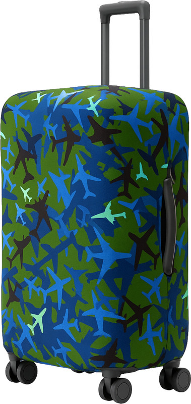 AMPEREUS 24 inch Trolley Bag Cover 24 Inch Medium Trolley Bag Luggage Cover with Aeroplane Print Cover for Suitcase Luggage Cover(24 inch, Green & Blue)