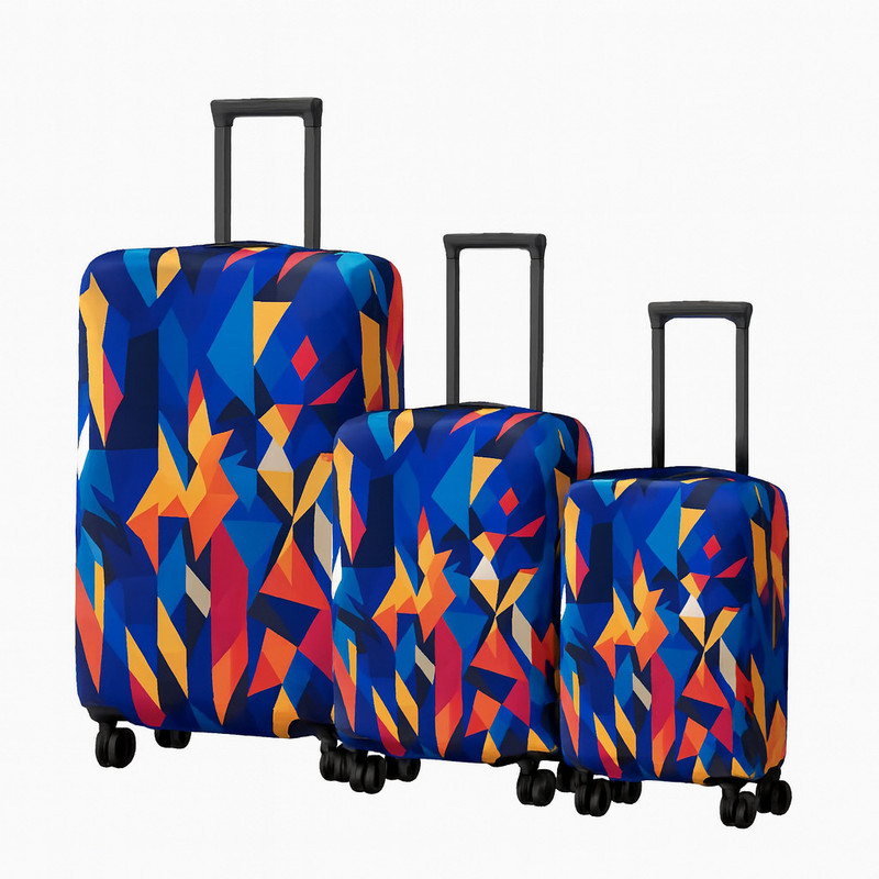 lisahub Scratch & Dust Proof Trolley Bag Cover Suitcase Protective Cover Stylish multyPrint Polyester Luggage Cover(20+24+28, Black, Multicolor)