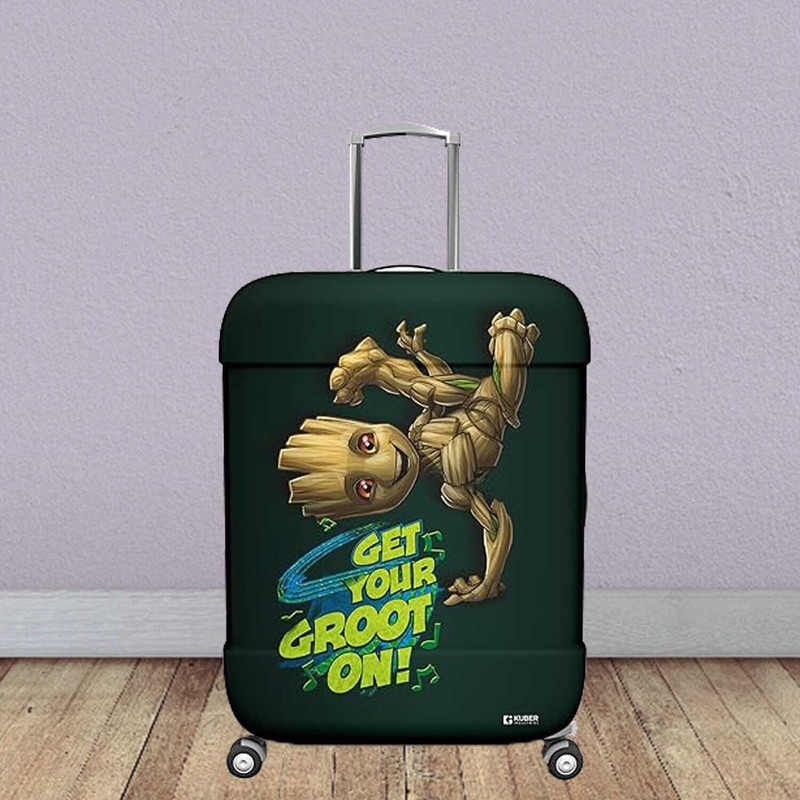 HOMESTIC Luggage Cover Marvel I Am Groot Polyester Luggage Cover|26-30 Inch|Large|Green Luggage Cover(Large, Green)
