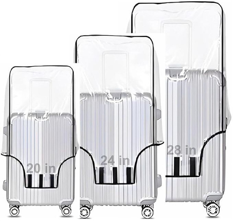 Rywell Travel Combo of 3 Transparent Trolley Bag Covers Waterproof, Dustproof & Durable Travel Luggage Cover(20 24 28, Transparent)