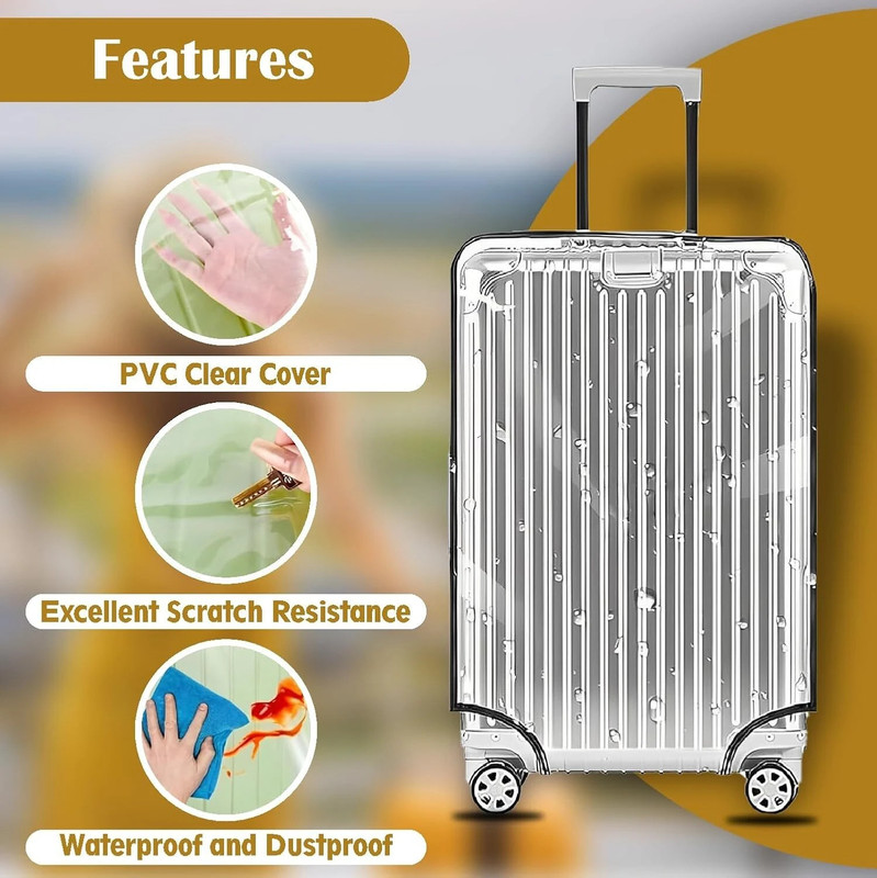 lisahub Transparent PVC Suitcase Cover / Trolley Bag Cover Transparent PVC Suitcase Cover / Trolley Bag Cover Luggage Cover(20, Silver)