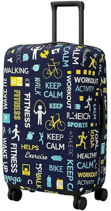 lisahub Scratch & Dust Proof Fabric with Print for Hard Luggage Plastic Trolley Bag cover 20 inch) Navy Blue Luggage Cover(20, Navy Blue)