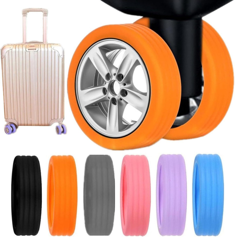 KUNYA Shock Absorption 8PCS Silicone Trolley Protector Luggage Wheel Cover, Suitcase Wheel Cover Luggage Cover(5cm-8cm, Multicolor)