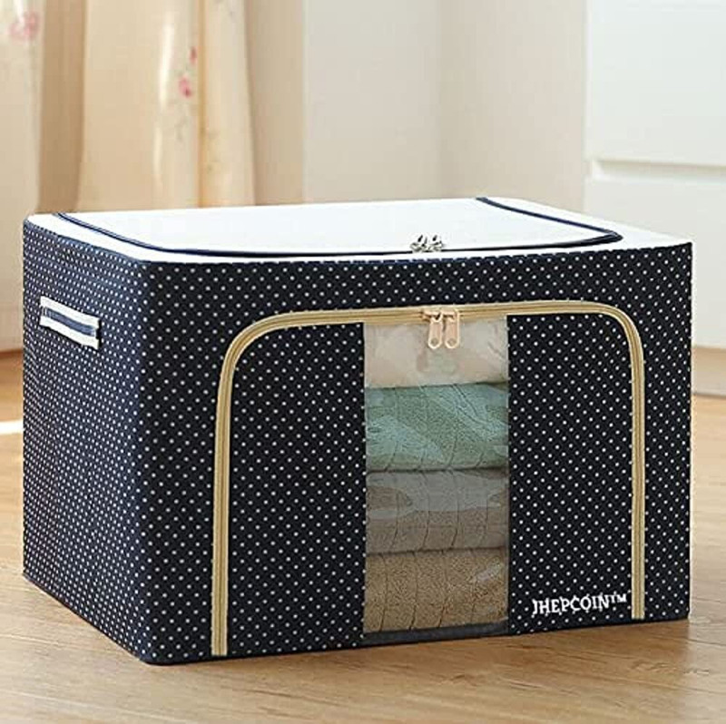 MOSHTU Cloth Organizer Bag 66L Storage Box Foldable with Steel Frame for Clothes & Saree Cover Garment Bags Luggage Cover(50 x 40 x 33 CM, Multicolor)