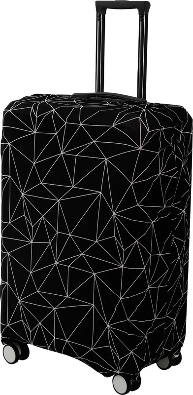 HOKiPO Polyester Black Geometric Abstract Durable and Washable Suitcase Covers for Trolley Suitcase, (23-24inch) Luggage Cover(Medium, Black)