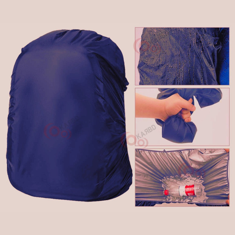KARBD Rain and Dust Cover with Pouch for 20L-30L-40L Backpacks Luggage School Bag Hiking Camping Traveling Nylon Cover with Grip Buckle Elastic Closure Luggage Cover(Large, Blue)