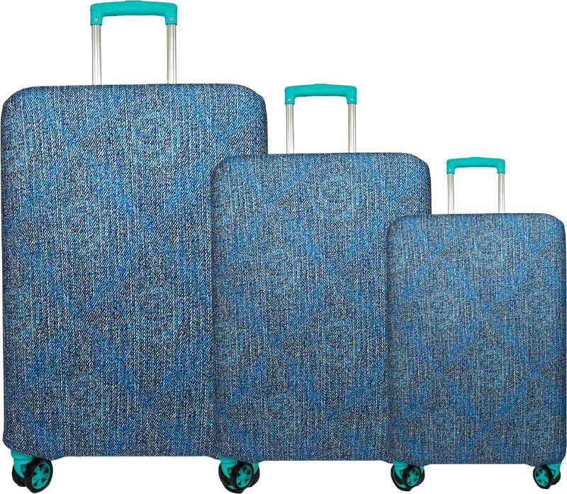NT Creation DENIM SQUARE-S,M,L TravelGuard Pro Protective Luggage Cover Luggage Cover(S,M,L, DENIM SQUARE)