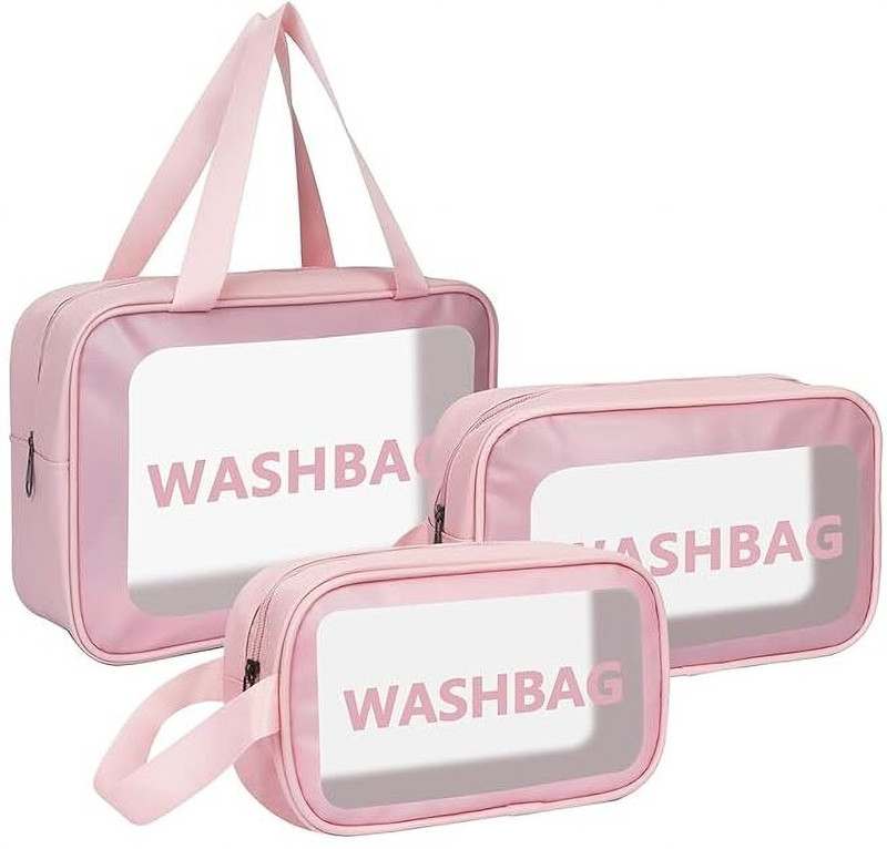 HDcare Pink Stylish Cosmetic Organizer for Girls Set of 3 & Women Luggage Cover(3 Different Size, Pink)