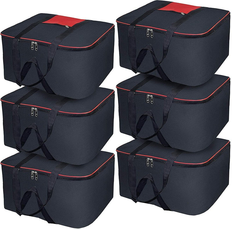 B5 INDUSTRIES Underbed Storage Bag Moisture Proof Cloth Organiser Underbed Storage Bag with Pack Of 6 Luggage Cover(Fabrics, Red Black)