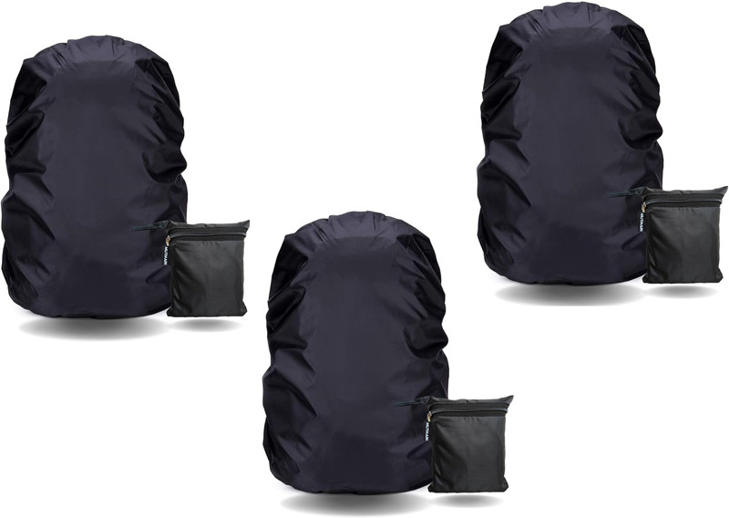 Sokmak Bag Cover WaterProof 3PC Waterproof Rain Backpack Bag Black Cover for School Bags, Trekking, Camping Luggage Cover(Black Bag Cover, Black)