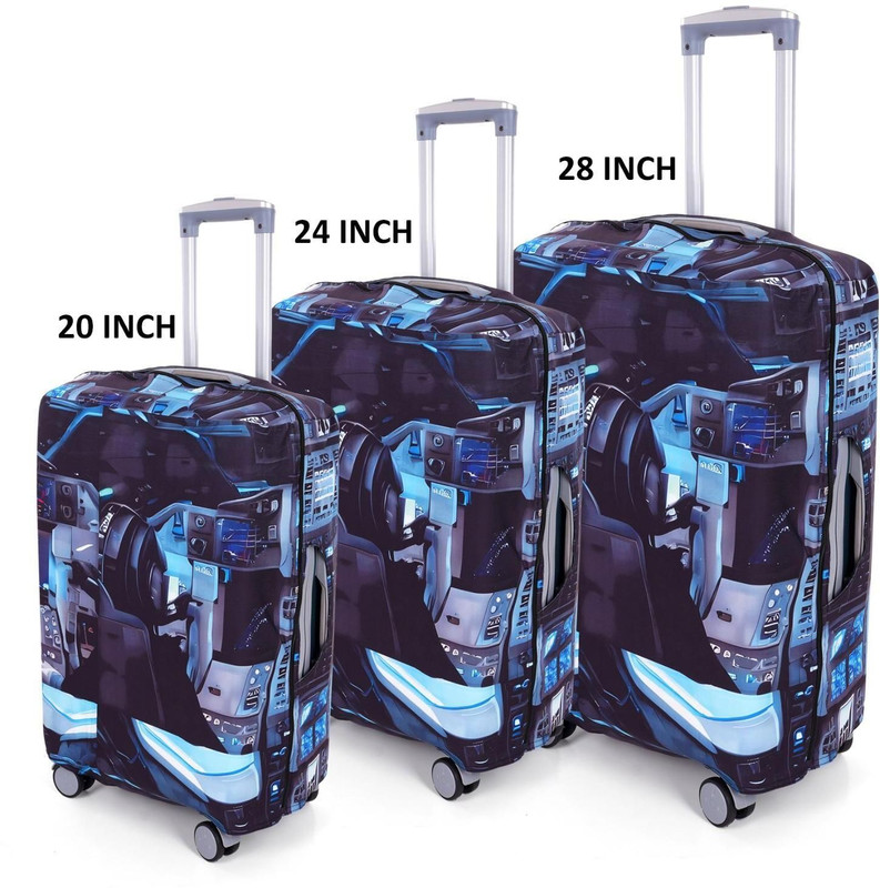 R RADIANT BAG Polyester Luggage Cover (Only Cover) For Hard Luggage Trolley Travel Covers Washable Dust Proof Anti-Scratch Suitcase Protector Luggage Cover(Small (20 Inch), Navy Blue-Black)