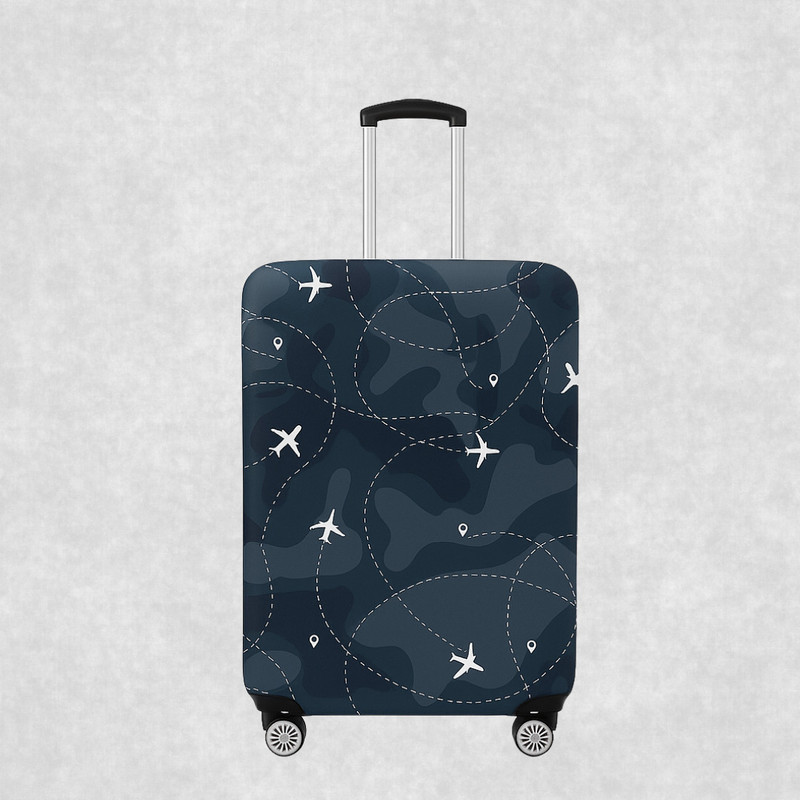 Shloka Polyester Luggage Cover Travel Protector Stretchable Suitcase Cover 11-NT-Dark Overseas-L Luggage Cover(L, Multicolor)