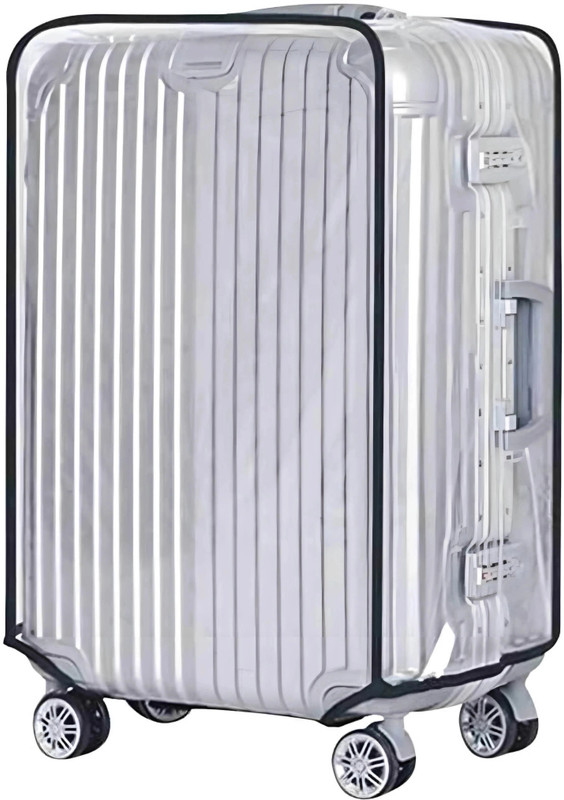 Altair Transparent Trolley Cover PVC Dust Proof and Luggage cover Waterproof Grey Strap Transparent Trolley Suitcase Waterproof, Travelling Dust Proof Cover Grey Strap Luggage Cover(20 Inch (55CM), Transparent, Grey)