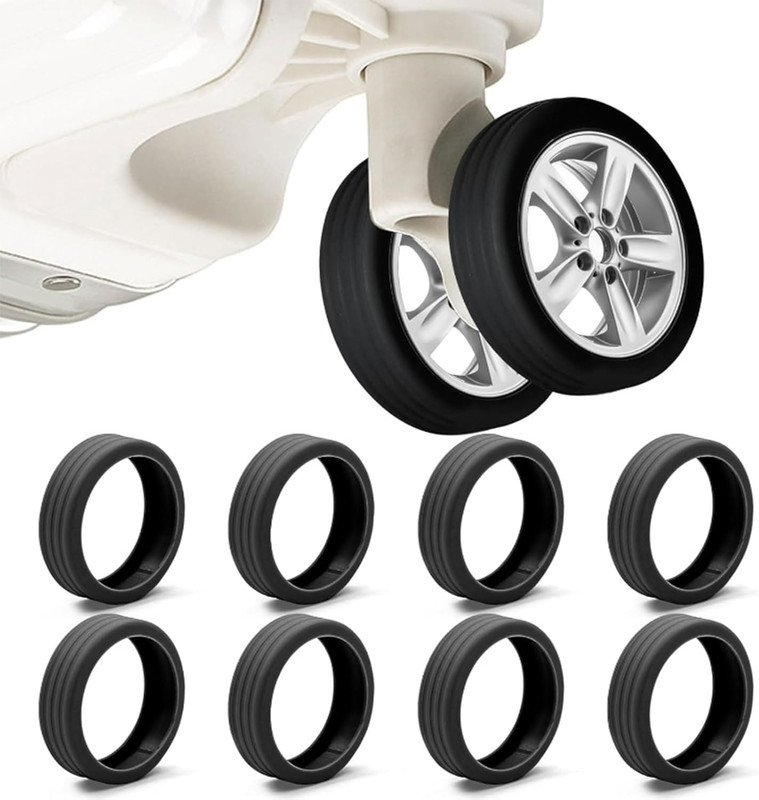 KAULDVISHE 8pcs Silicone Anti Scratch Wheels Cover Luggage Suitcase Wheels Protector Trolley Caster Protective Covers for Wheel Luggage Cover(FREE SIZE, Black)