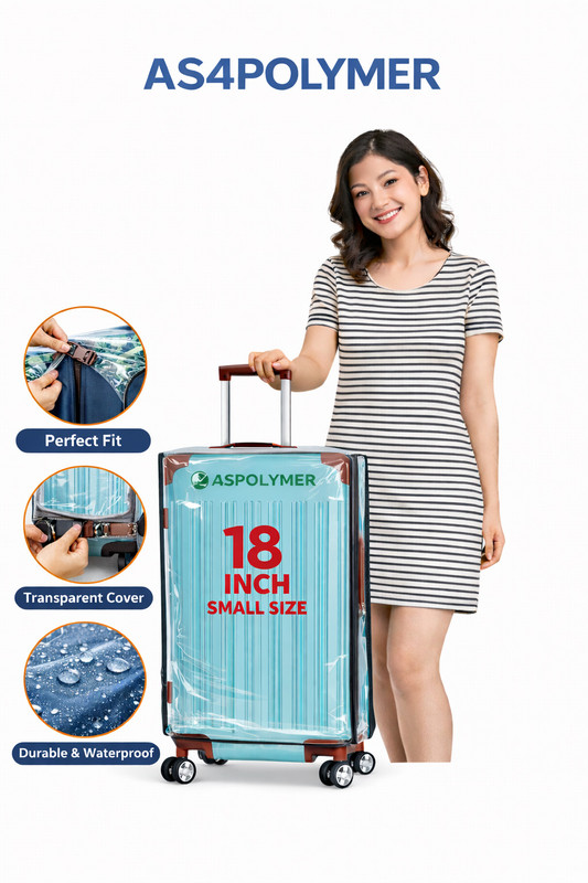 AS4POLYMER TROLLEY BAG COVER TRANSPRENT SUPER SOFT PVC WRINKLE FREE 45 MM Luggage Cover(20 INCH (S), TRANSPRENT)