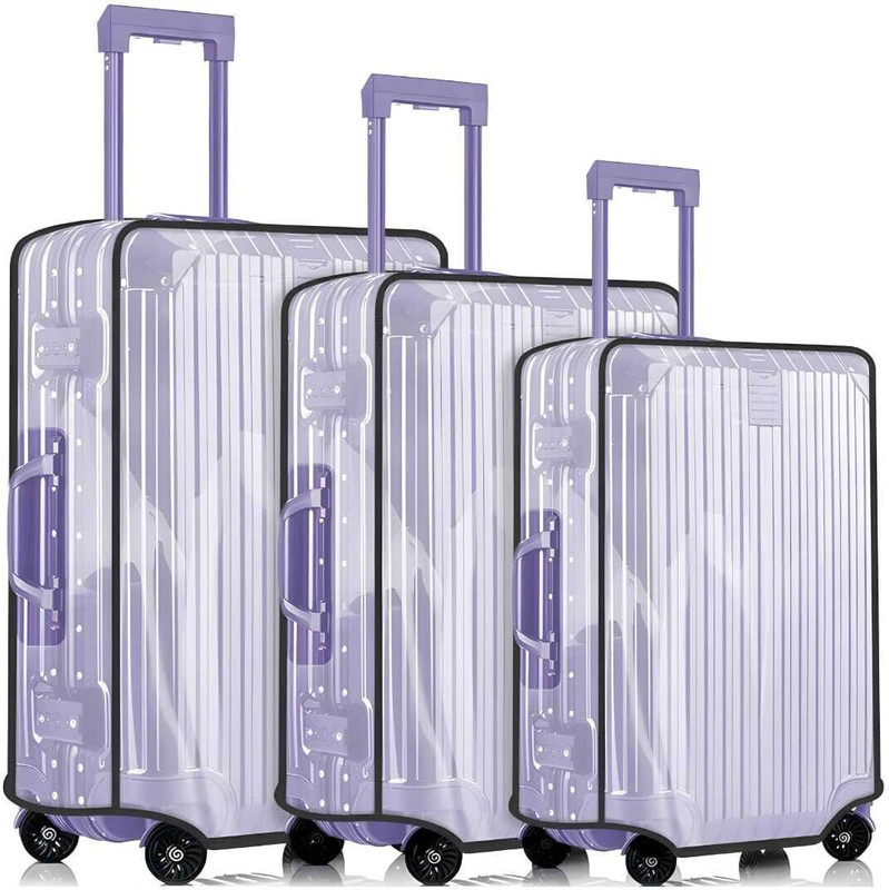 FLYEVER SHIELD PRO Pack OF 3 HARD Suitcase Cover Scratch, Dust & Water Resistant Travel Protector Luggage Cover(Small: 20 inch cabin, Medium: 24 inch check-in, Large: 28 inch, TRANSPERENT)