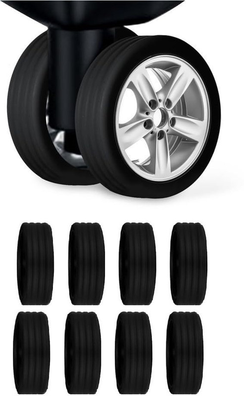 GOPINATH AUTOLINK Silicone Suitcase Spinner Wheels, Reduce Noises Carry On Luggage Wheel Protector Covers Luggage Cover(8PCS, Black)