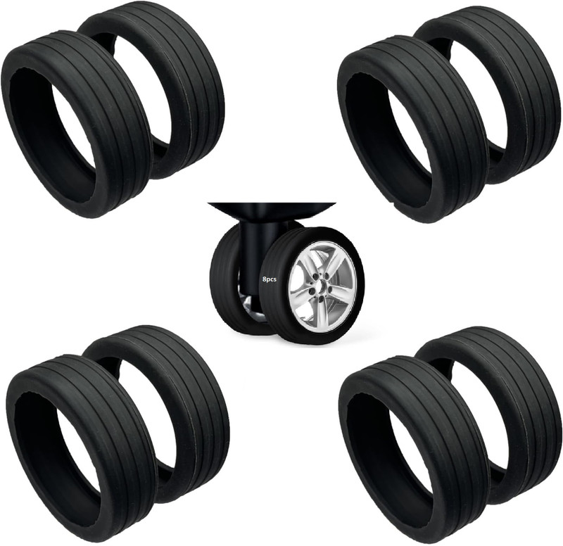 LAKSHMINARAYAN SALES Suitcase Travel bag accessories Wheels Protector Silicon Caster Luggage Cover(8PCS, Black)