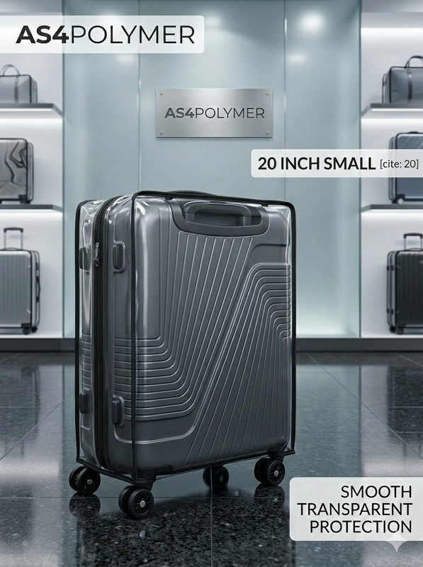 KLASSY Transparent Trolley SUPER SOFT 25 MM WRINKLE FREE PVC Luggage Cover(20 INCH (S), TRANSPRENT BLACK)