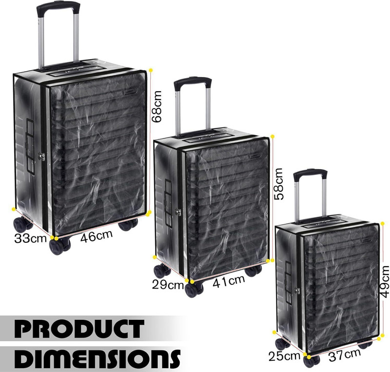 Super Laguagge Suitable For Hard Case Trolley Only Combo Of 3pcsTransparent Fiber Trolley Suitcase Luggage Fiber Trolley Rain Cover Luggage Cover(Combo 20-24-28, Grey, Transparent)