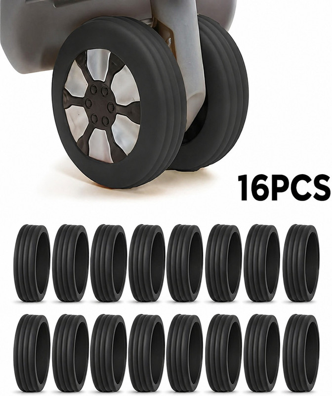 TAPAHPRIYAY luggage accessory wheel cover Luggage Wheel Protector Cover – Shock Absorption, Anti-Slip & Noise Reducing Luggage Cover(24pcs luggage wheel cover, Black)