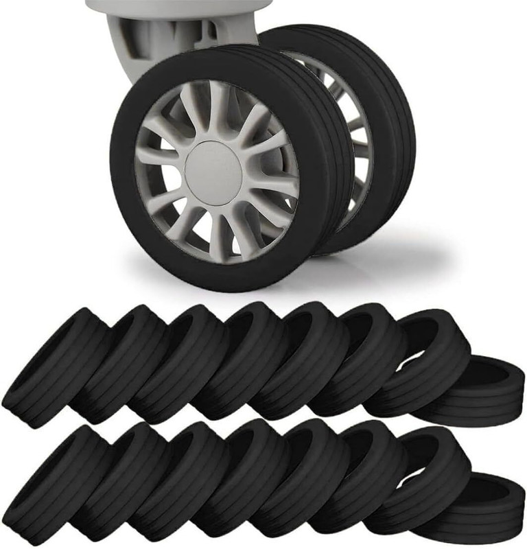H N R Wheel Cover Silicone Spinner Luggage Wheel Silicone Protector Cover 8PCS Trolley Wheel Cover Luggage Cover(16, Black)