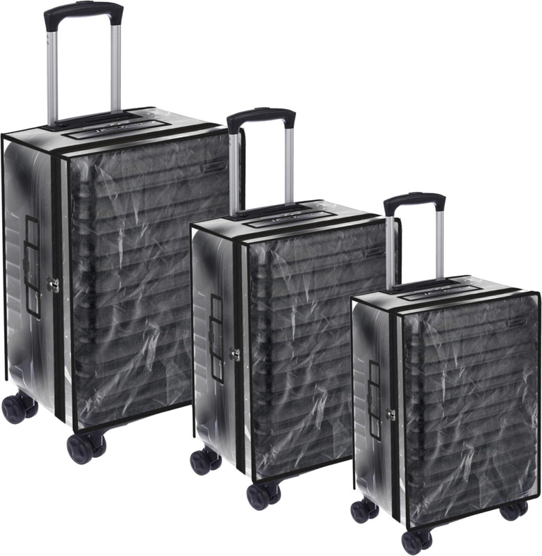 PREVAILER Trolly Covers Protectors, PVC Plastic Cover Combo of 3 Suitcase Cover Soft Side Dustproof Luggage Cover(49 x 58 x 68 Cm, Transparent)