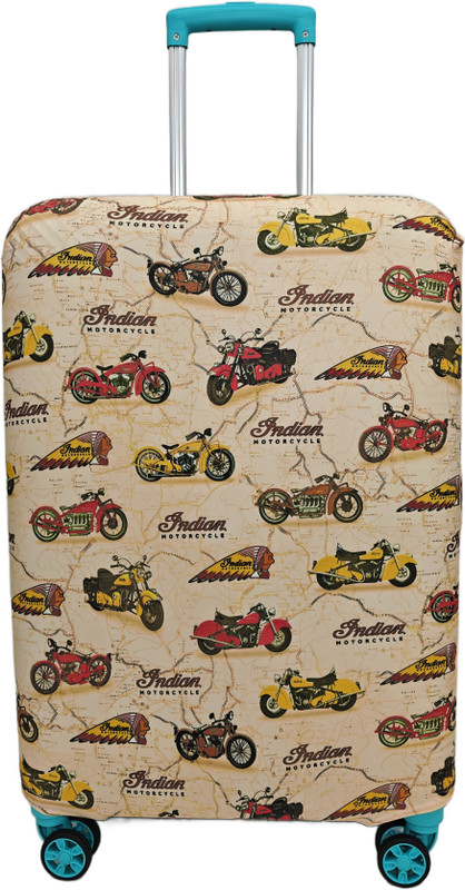 MADHVACREATION Printed Travel Suitcase - Dust , Dirt & Scratch Proof Stretchable & Scratchproof Trolley Bag Protector , Washable & Reusable Luggage Cover((Size-medium)-24 Inch (fit-22-26 Inch) for bag size (65CM*40CM*25CM)-Multi Plane, Multicolor)