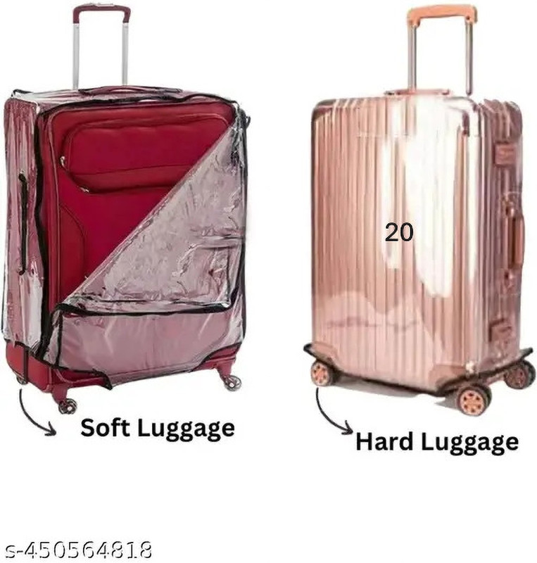 lisahub Transparent PVC Suitcase Cover / Trolley Bag Cover Transparent PVC Dust Proof Cover for 20 pack of 1 Luggage Cover(20, black silver)