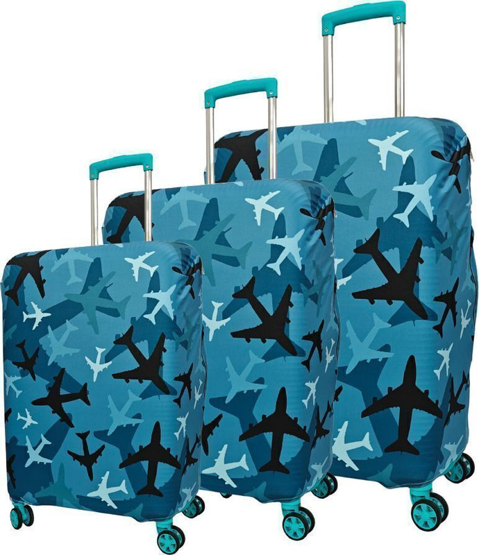 TRENDGROWW Multi Plane Multi Plane Theme Trolley Bag Cover Luggage Cover(Multi Plane- Combo of 3 Size( S-20, M-24, L-28), Multicolor)