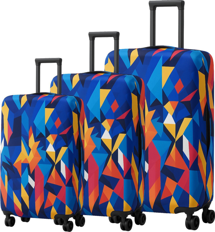AMPEREUS Set of 3 Trolley Bag Cover Trolley Bag Cover 20", 24", 28" with Multicolour Print Luggage Cover (Set of 3) Luggage Cover(20, 24, 28 inch, Multicolor)