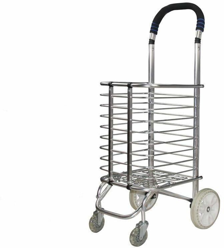 MANTAVYA Aluminium 4 Wheel Shopping Cart Trolley Luggage Rack Travel Trolley Cart Luggage Trolley(Foldable)