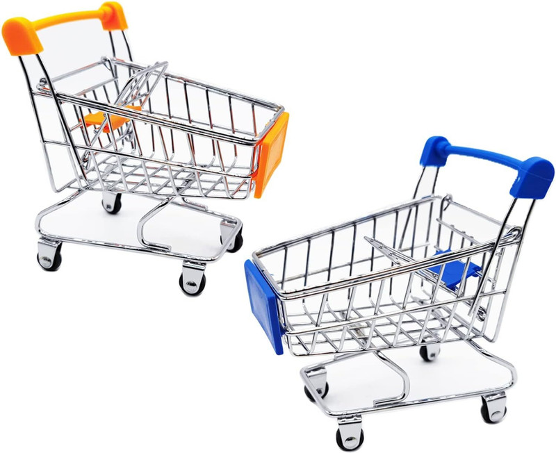KRYTONE 2 Piece Mini Shopping Cart Supermarket Handcart Shopping Utility toy Luggage Trolley