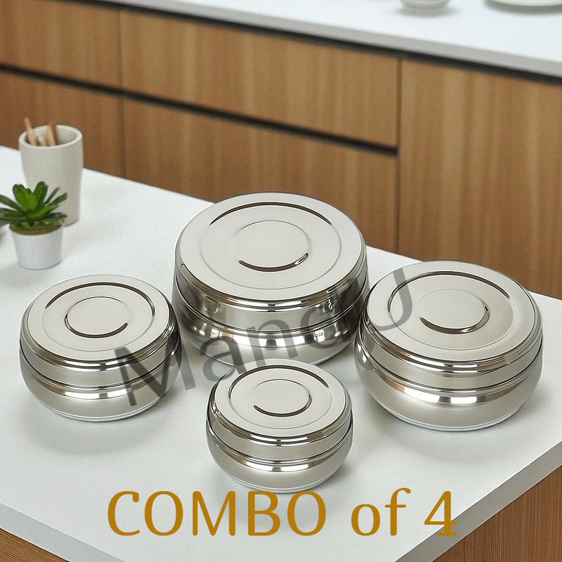 MandU fresh dabbi 4 Containers Stainless Steel School Lunch Box(350 ml)